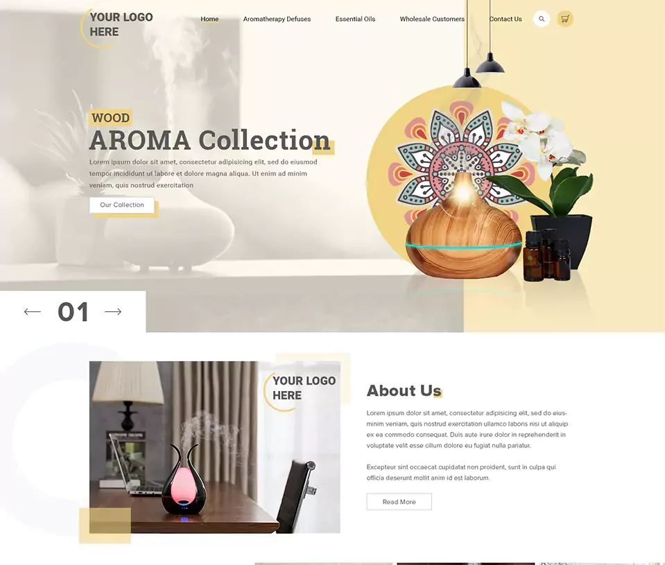 Website design displayed on a floating three-dimensional laptop